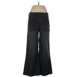 Kut from the Kloth Black Meg Wide Leg Jeans  high rise waist pork chop pocket